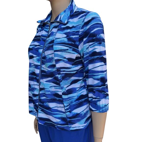 Chico's Zenergy 3 XL 16 Travel 2 Piece Set Blue Wave Jacket Capri Cargo Pants - Picture 9 of 13